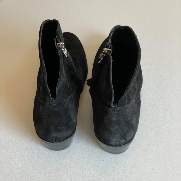 Sam Edelman Peggy Ankle Bootie Womens Size 7M Black Suede Side Zip Stacked Heel - Picture 4 of 10